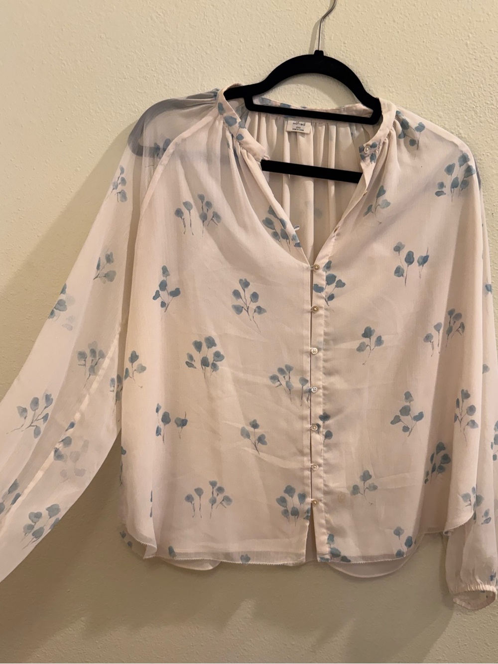 Wilfred Light Pink Blouse with Soft Blue Floral Print